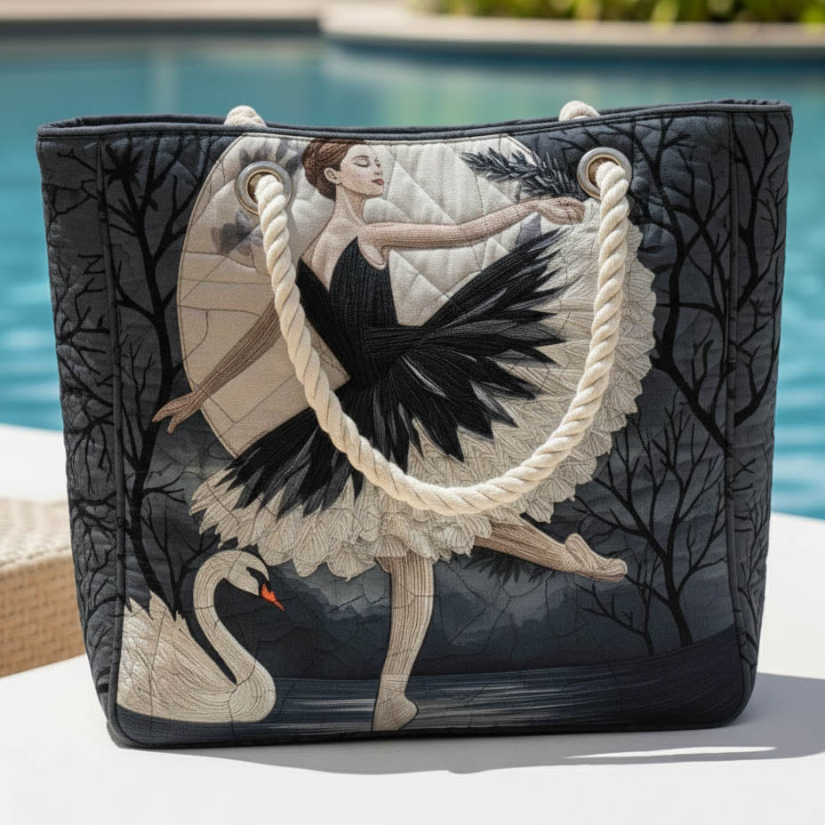 Elegant Ballerina Quilted Beach Tote Bag