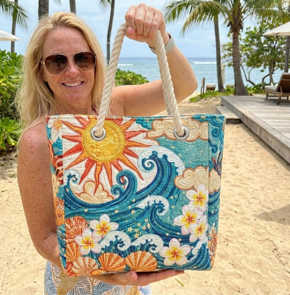 Warm Halo Quilted Beach Tote Bag
