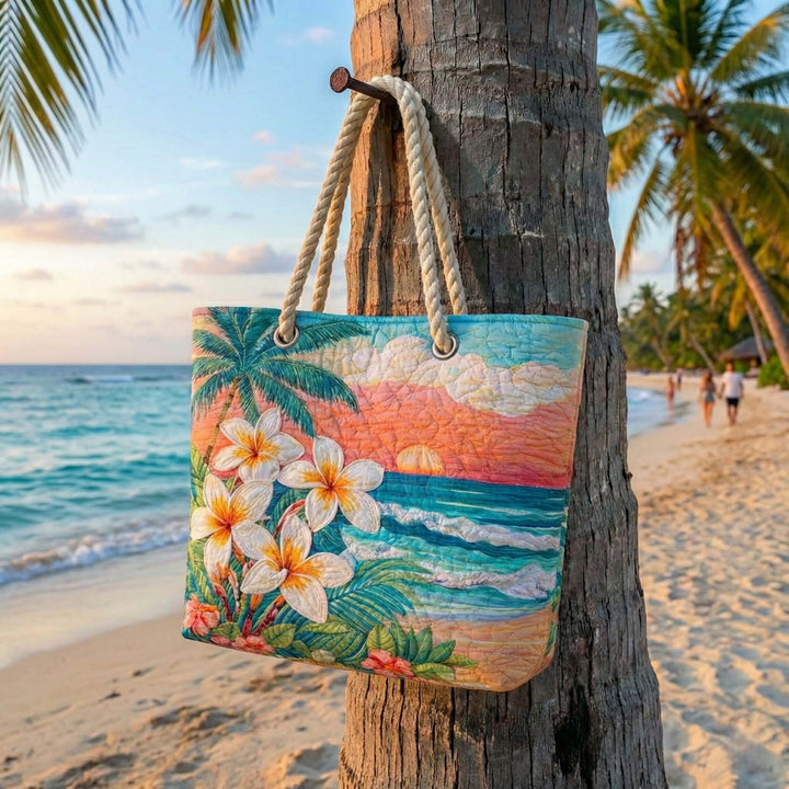 Tropical Spirit Quilted Beach Tote Bag
