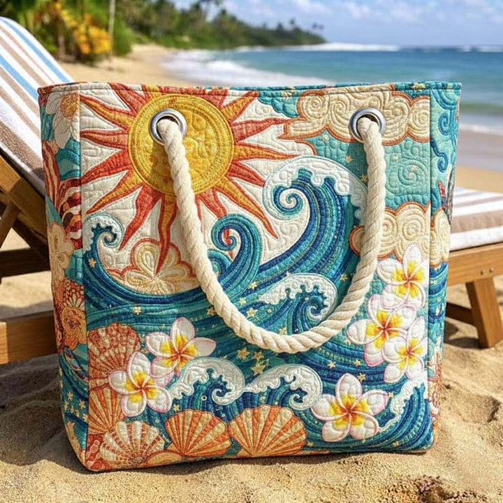 Warm Halo Quilted Beach Tote Bag