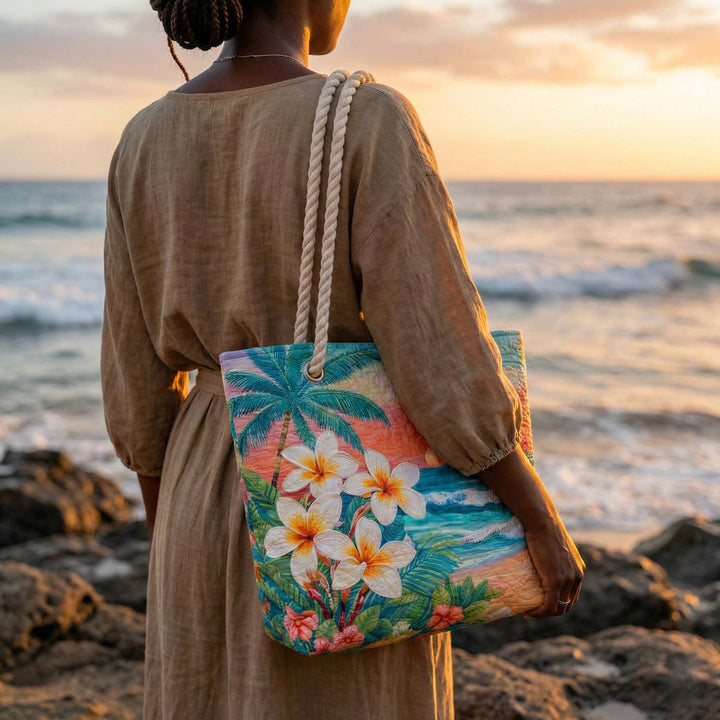 Tropical Spirit Quilted Beach Tote Bag
