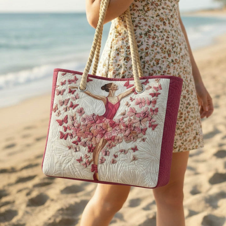 Ballerina Quilted Beach Tote Bag