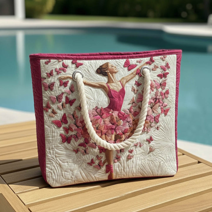 Ballerina Quilted Beach Tote Bag