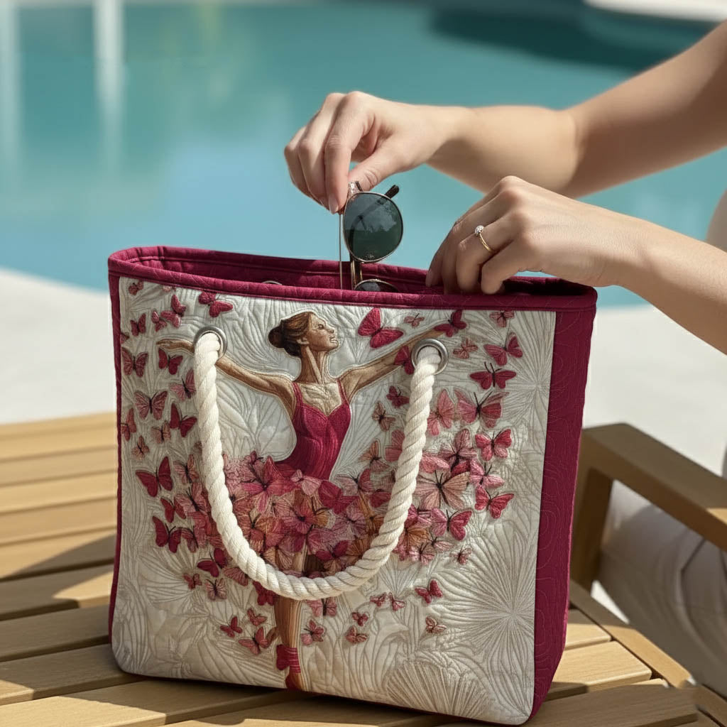 Ballerina Quilted Beach Tote Bag