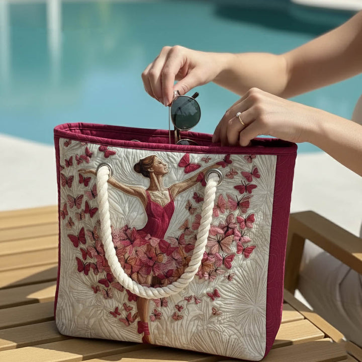 Ballerina Quilted Beach Tote Bag