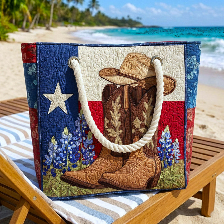 Texas Pride Quilted Beach Tote Bag