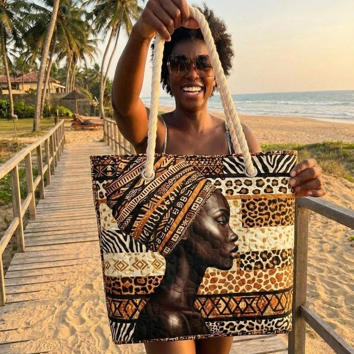 Melanin Queensize Quilted Beach Tote Bag