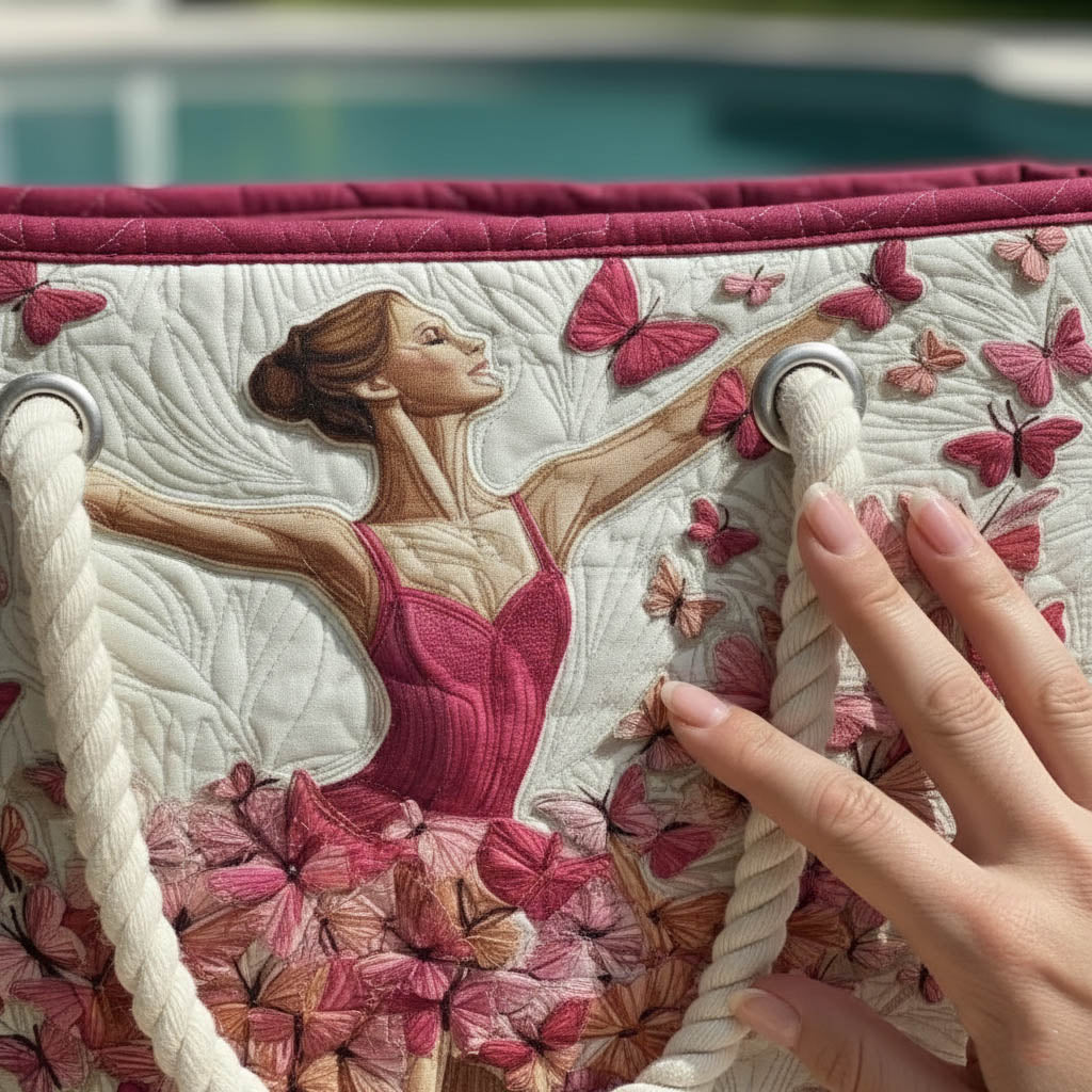 Ballerina Quilted Beach Tote Bag