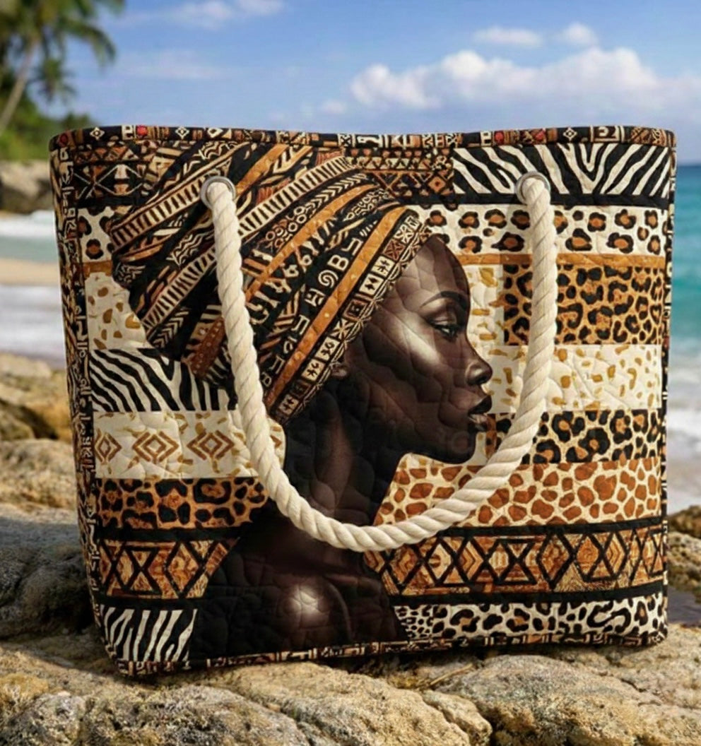 Melanin Queensize Quilted Beach Tote Bag
