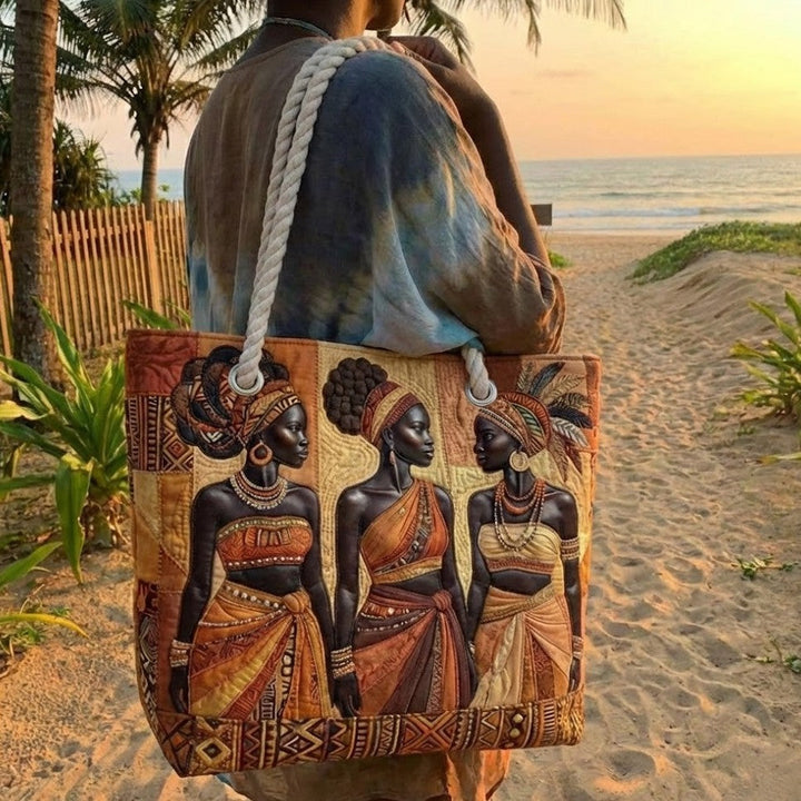 Melanin Queens Glow Quilted Beach Tote Bag