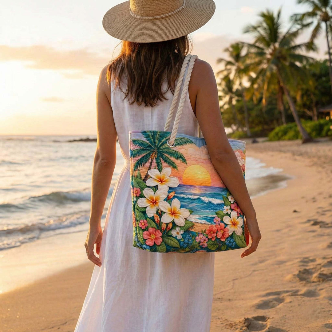 Tropical Breeze Quilted Beach Tote Bag