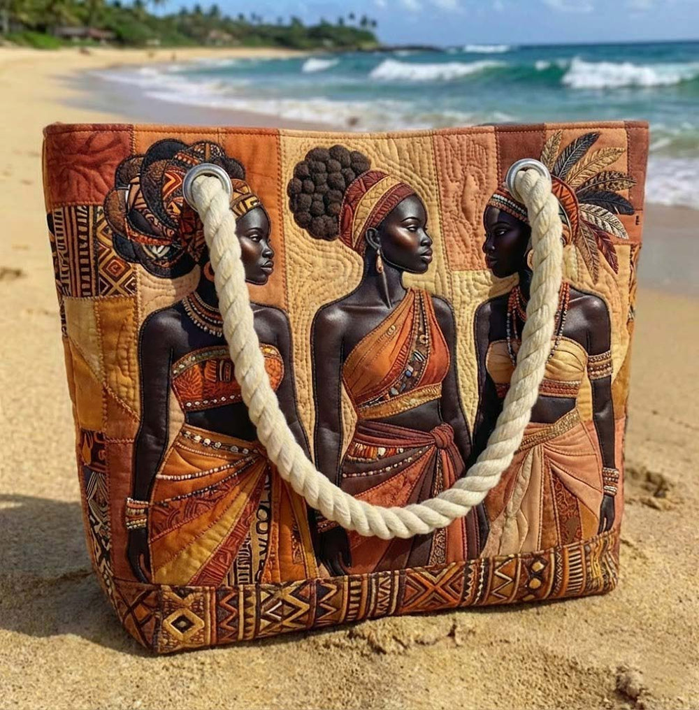 Melanin Queens Glow Quilted Beach Tote Bag