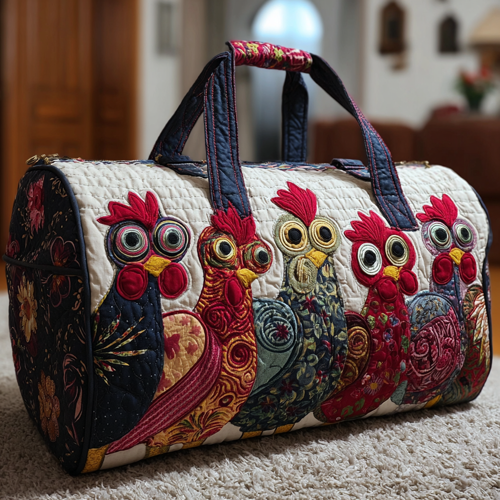 Country Hens | Quilted Weekender Travel Bag