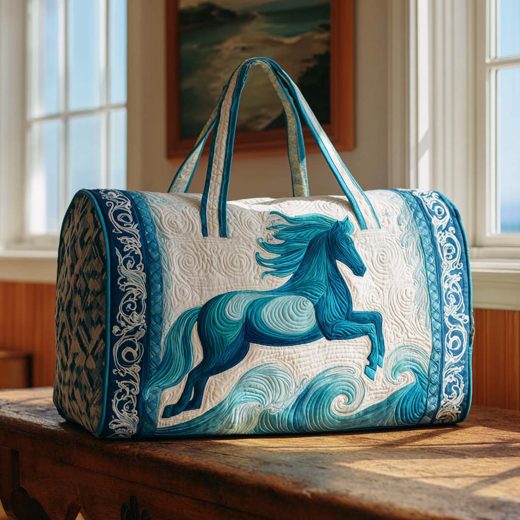 Horse by the Sea | Quilted Weekender Travel Bag
