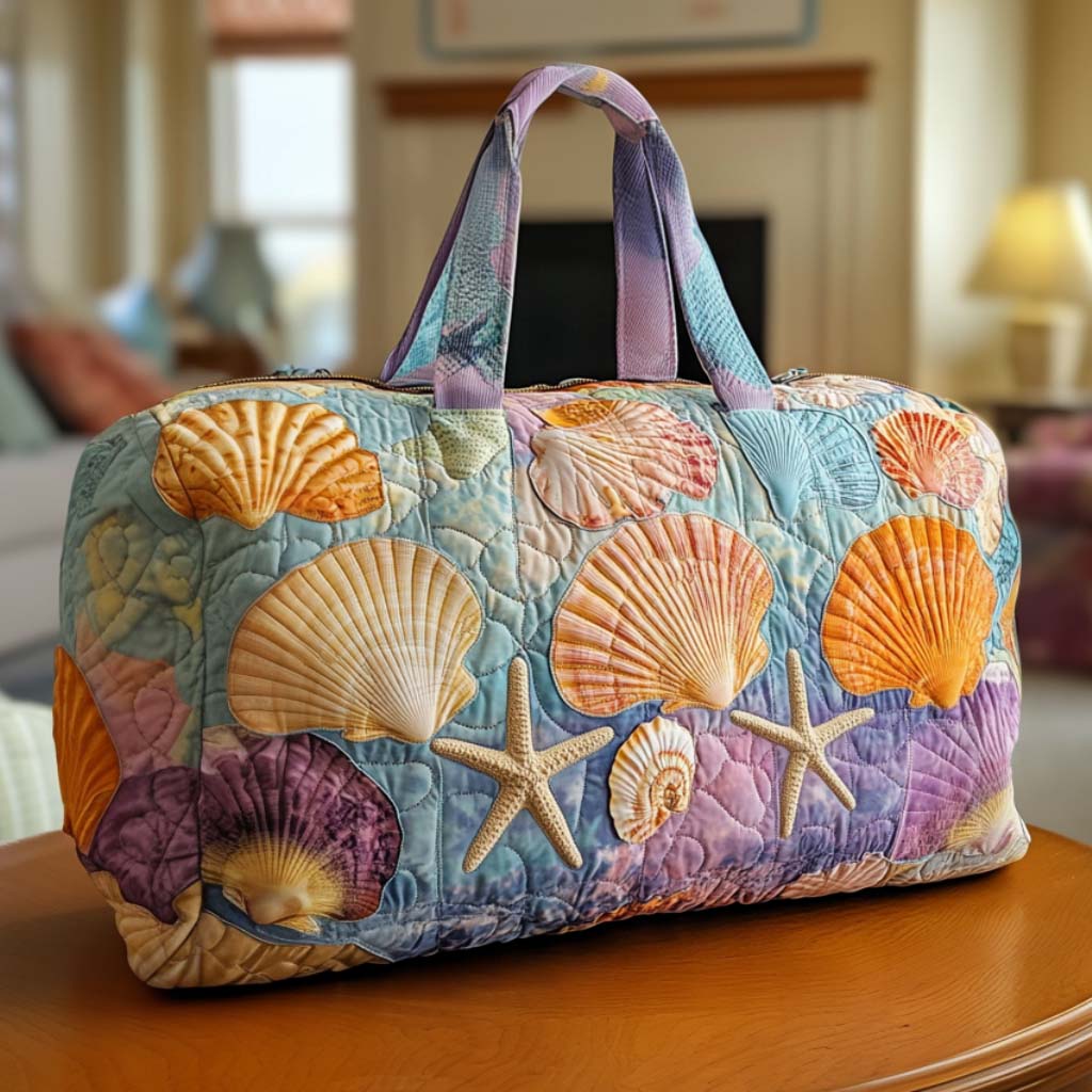 Seashells on the Beach | Quilted Weekender Travel Bag