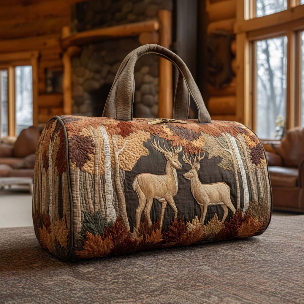 Deer in the Woods | Quilted Weekender Travel Bag