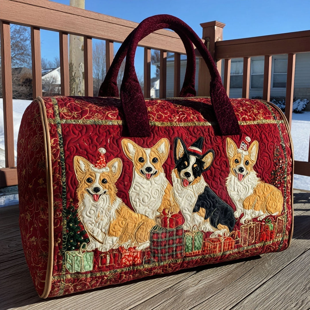 Christmas Corgi | Quilted Weekender Travel Bag