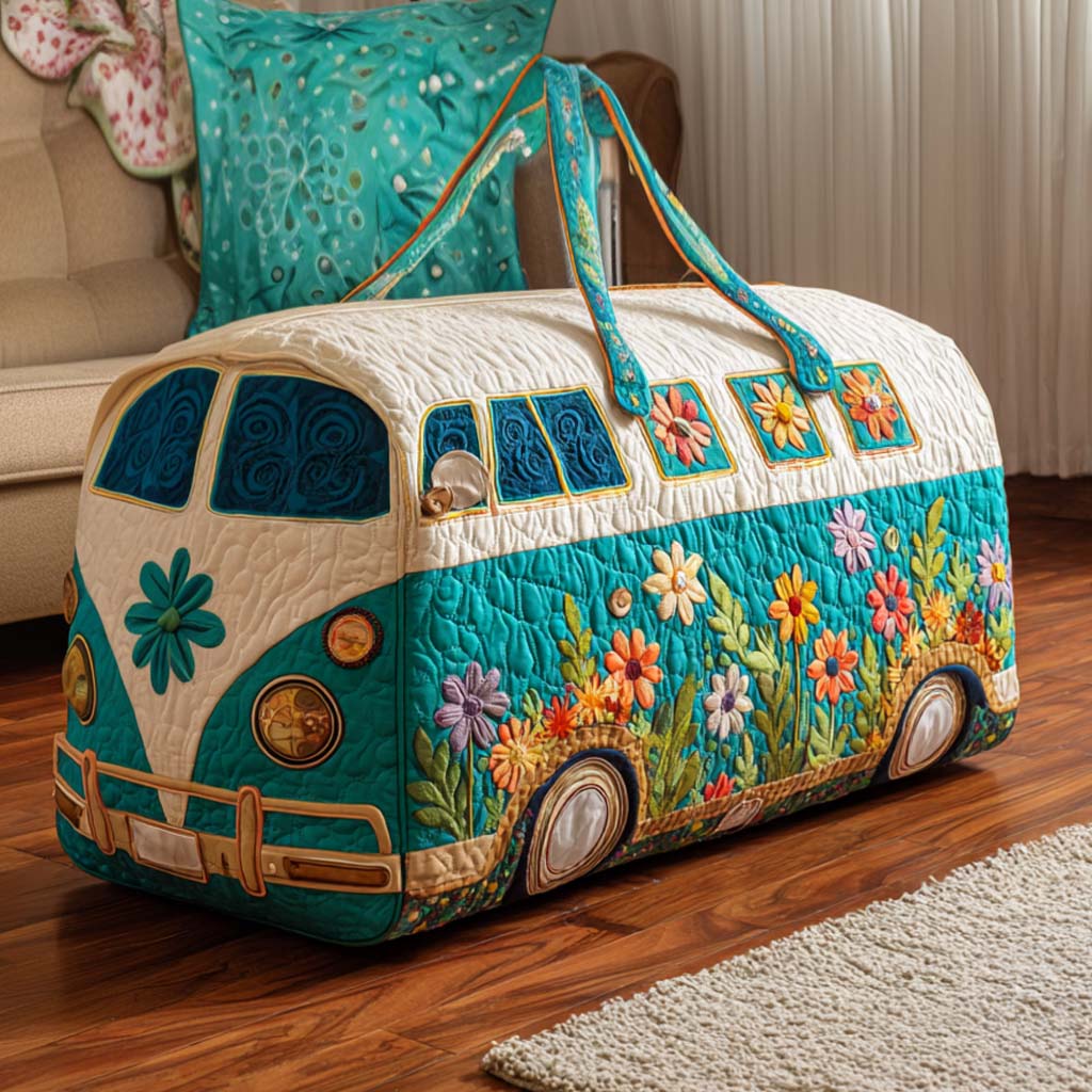 Floral Bus | Quilted Weekender Travel Bag