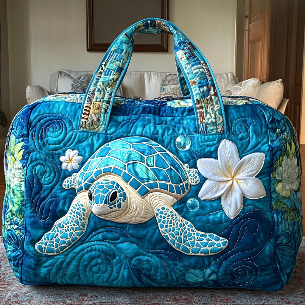 Traveling Turtle | Quilted Weekender Travel Bag