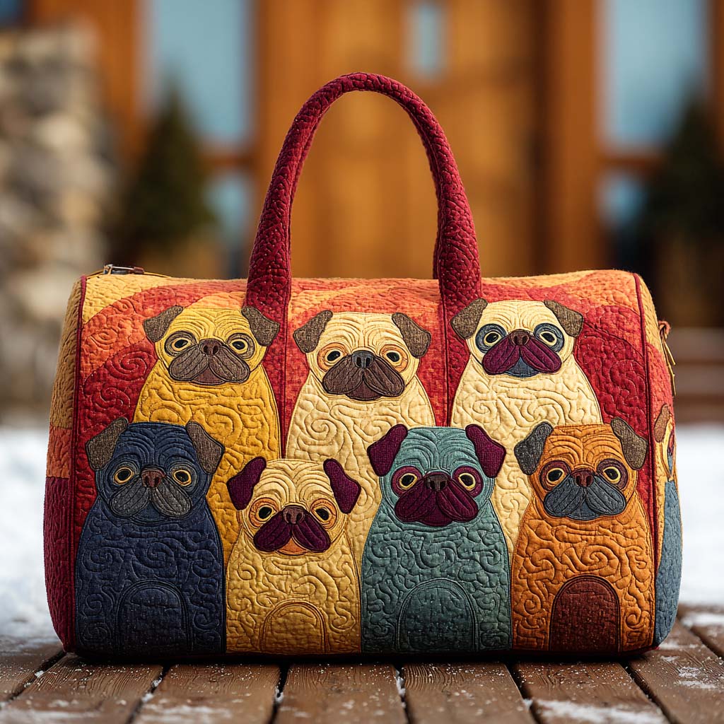 Playful Pug | Quilted Weekender Travel Bag